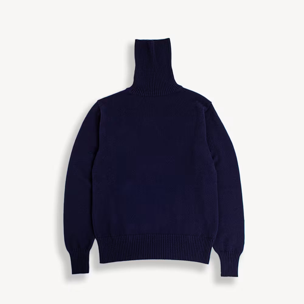 NAVY CASHMERE TURTLENECK SWEATER